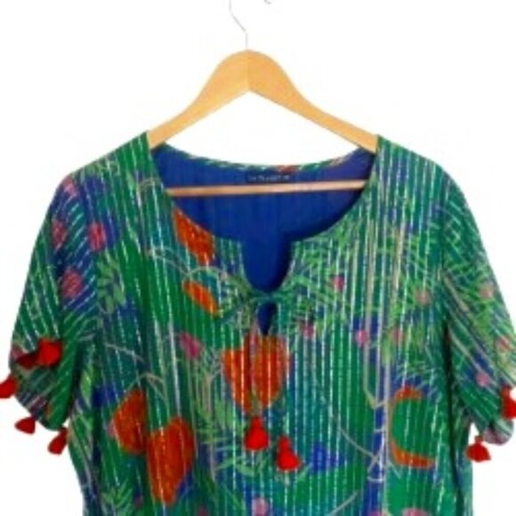 La Plage Maharani Maxi Dress in Banana Jungle Surf Blue 2XL - Picture 5 of 6